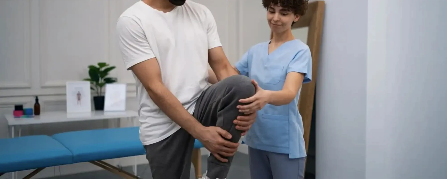 Patient visiting an orthopedic rehabilitation center for joint recovery